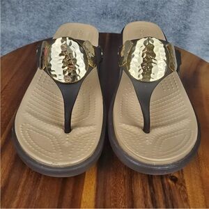 CROCS Black and Gold Sandals
